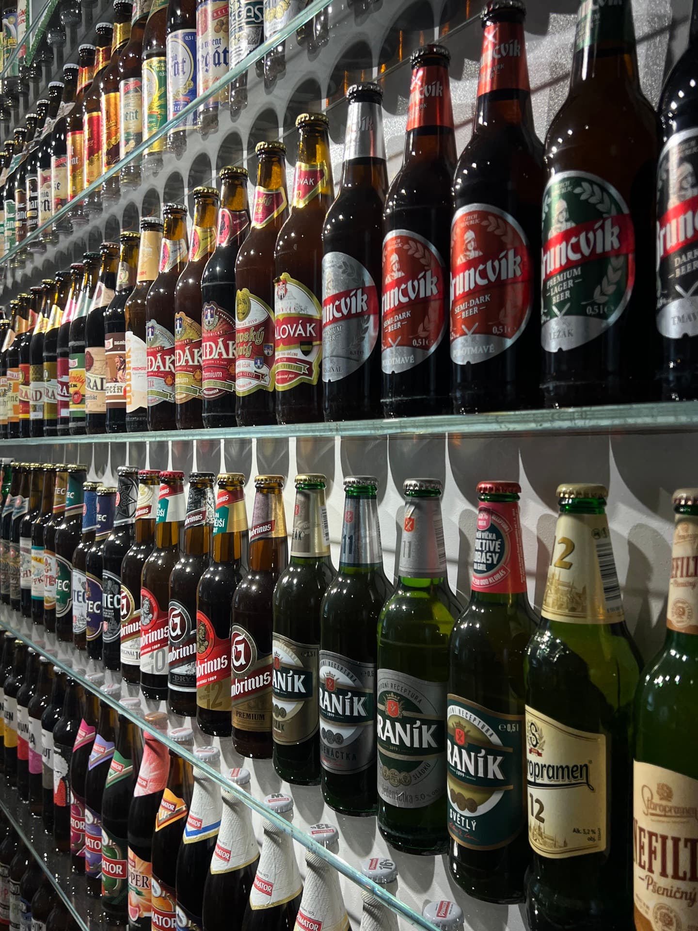 Wall of the historic beer bottle collection